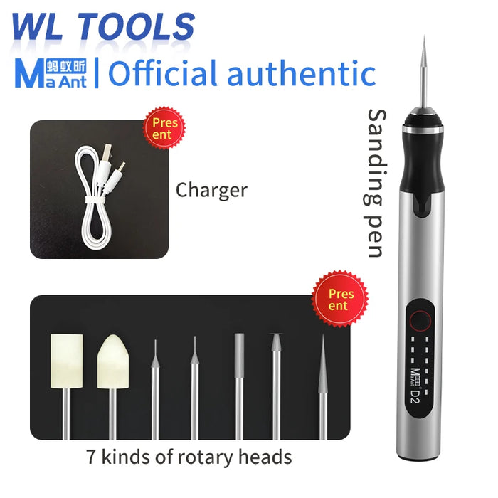 [basic] D2 engraving pen, seven rotary heads and USB charging cable — supplier reference; branded basic image pending
